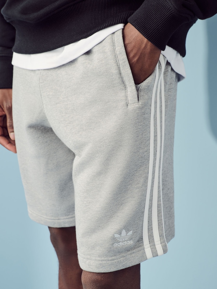Сірий - adidas 100% Cotton Adicolor 3-у смужку Шорти - Image 4 of 7