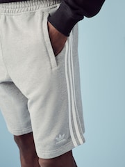 adidas Grey 100% Cotton Adicolor 3-Stripes Shorts - Image 5 of 7