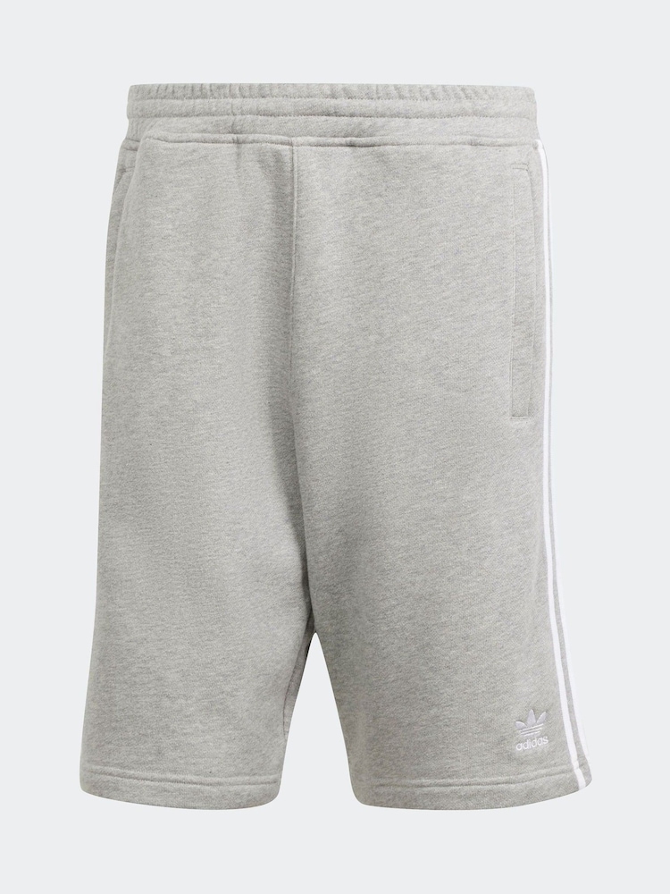 adidas Grey 100% Cotton Adicolor 3-Stripes Shorts - Image 7 of 7