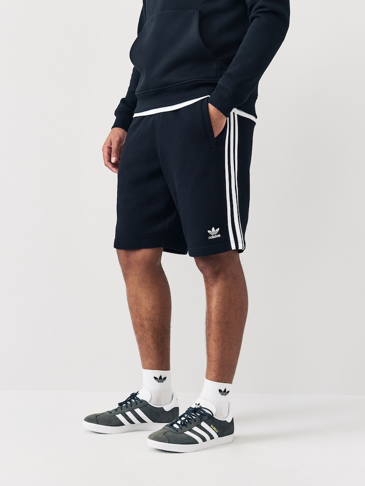 adidas Black 100% Cotton Adicolor 3-Stripes Shorts - Image 1 of 7