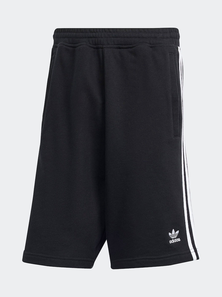adidas Black 100% Cotton Adicolor 3-Stripes Shorts - Image 7 of 7