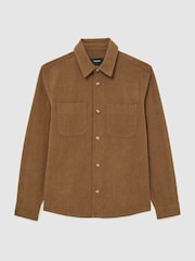 Reiss Camel Brown Townie Corduroy Twin-Pocket Overshirt - Image 2 of 7