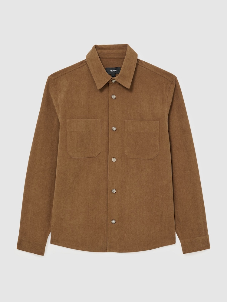 Reiss Camel Brown Townie Corduroy Twin-Pocket Overshirt - Image 2 of 7 Reiss Camel Brown Townie Corduroy Twin-Pocket Overshirt - Image 2 of 7