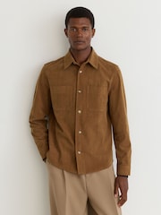 Reiss Camel Brown Townie Corduroy Twin-Pocket Overshirt - Image 6 of 7