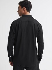 Reiss Black Bosa Textured Button-Through Shirt - Image 4 of 4