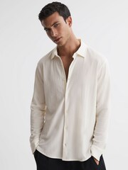 Reiss Ecru Bosa Textured Button-Through Shirt - Image 3 of 4
