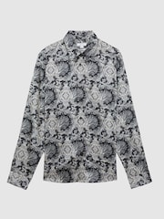 Reiss Black Multi Cousin Paisley Print Button-Through Shirt - Image 2 of 5