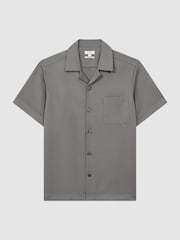Reiss Grey Tokyo Cuban Collar Button-Through Shirt - Image 2 of 4