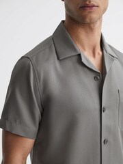 Reiss Grey Tokyo Cuban Collar Button-Through Shirt - Image 3 of 4