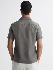 Reiss Grey Tokyo Cuban Collar Button-Through Shirt - Image 4 of 4
