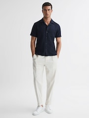 Reiss Navy Tokyo Cuban Collar Button-Through Shirt - Image 3 of 4
