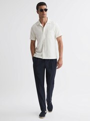 Reiss Ecru Tokyo Cuban Collar Button-Through Shirt - Image 3 of 4