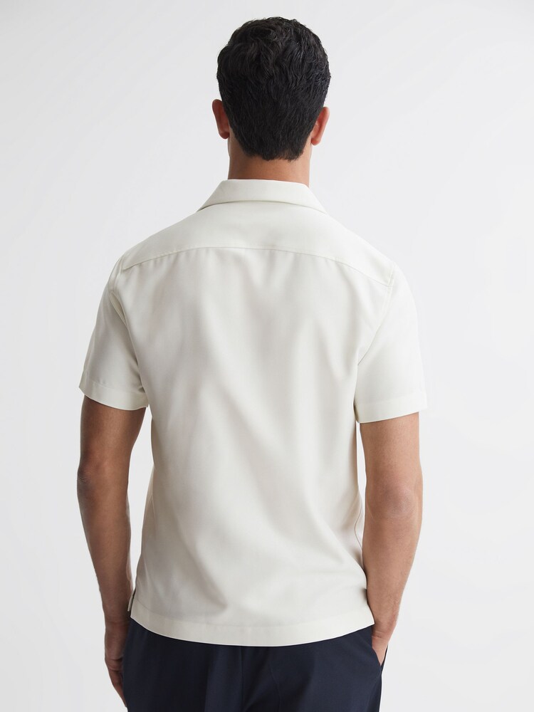 Reiss Ecru Tokyo Cuban Collar Button-Through Shirt - Image 4 of 4