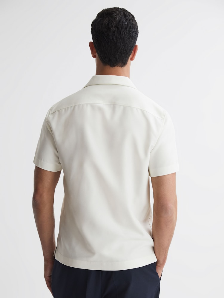 Reiss Ecru Tokyo Cuban Collar Button-Through Shirt - Image 4 of 4 Reiss Ecru Tokyo Cuban Collar Button-Through Shirt - Image 4 of 4