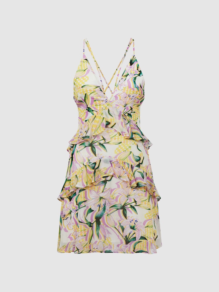 Reiss Yellow Andi Floral Strappy Mini Dress - Image 2 of 5