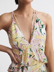 Reiss Yellow Andi Floral Strappy Mini Dress - Image 4 of 5