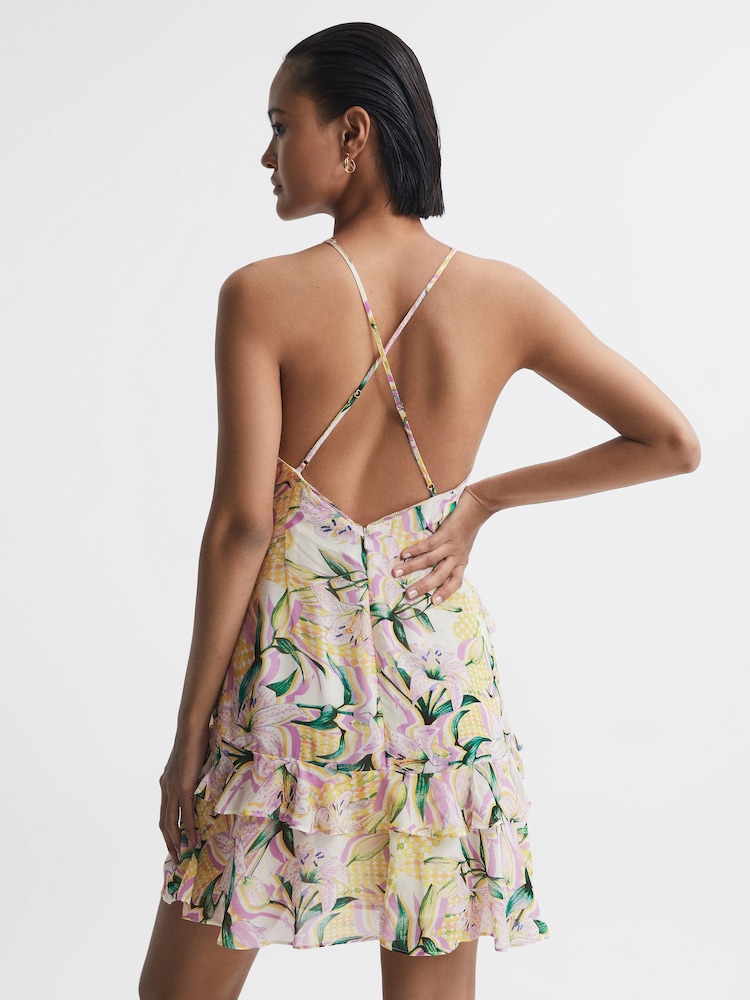 Reiss Yellow Andi Floral Strappy Mini Dress - Image 5 of 5