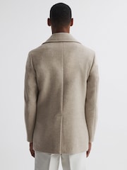 Reiss Stone Melange Garda Double Breasted Wool Coat - Image 5 of 5