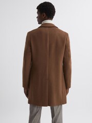 Reiss Tobacco Timpano Wool Blend Double Breasted Epsom Coat - Image 5 of 6