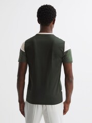 Reiss Green Multi Cannon Mercerised Cotton Colourblock T-Shirt - Image 4 of 4