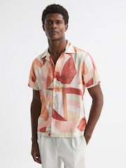 Reiss Multi Taiko Abstract Button-Through Shirt - Image 1 of 4