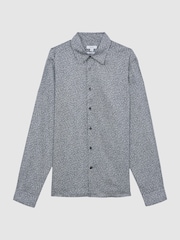 Reiss Navy/Ivory Tulum Printed Button-Through Shirt - Image 2 of 5