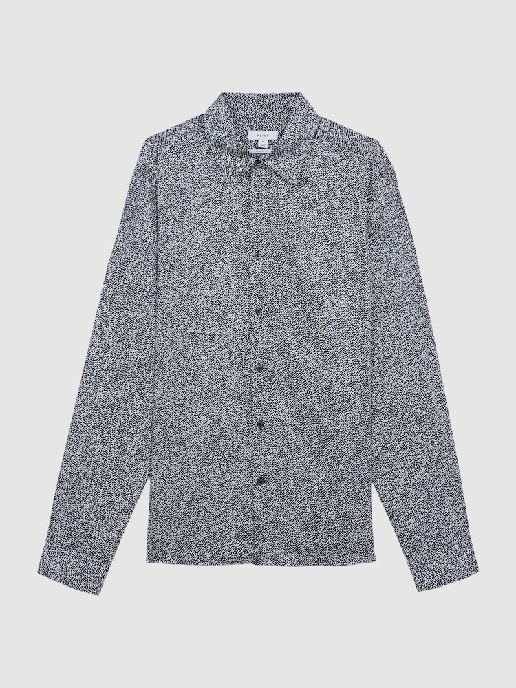 Reiss Navy/Ivory Tulum Printed Button-Through Shirt - Image 2 of 5