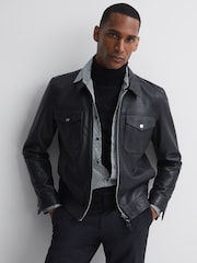 Reiss Navy/Ivory Tulum Printed Button-Through Shirt - Image 3 of 5
