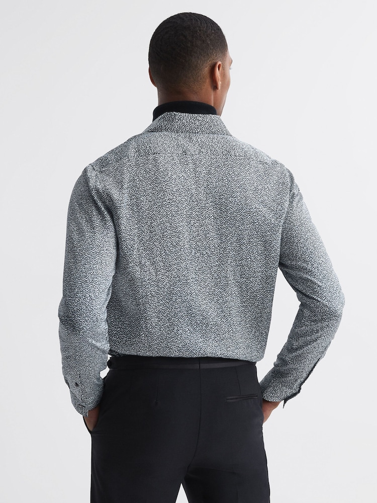 Reiss Navy/Ivory Tulum Printed Button-Through Shirt - Image 5 of 5