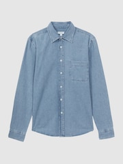 Reiss Denim Blue Pellow Long Sleeve Denim Overshirt - Image 2 of 4