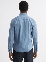Reiss Denim Blue Pellow Long Sleeve Denim Overshirt - Image 4 of 4