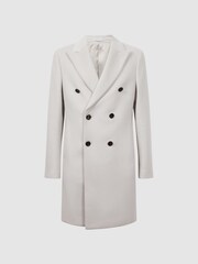 Reiss Bone Timpano Wool Blend Double Breasted Epsom Coat - Image 2 of 5