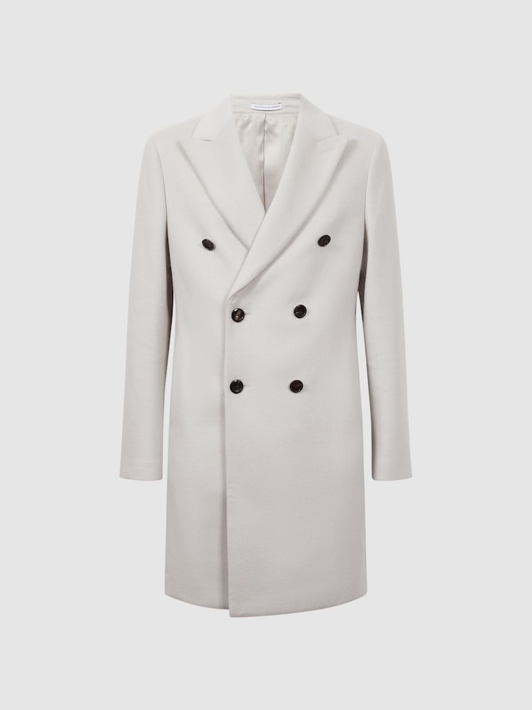 Reiss Bone Timpano Wool Blend Double Breasted Epsom Coat - Image 2 of 5