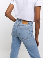 River Island Blue Denim High Rise Straight Fit Jeans - Image 4 of 6