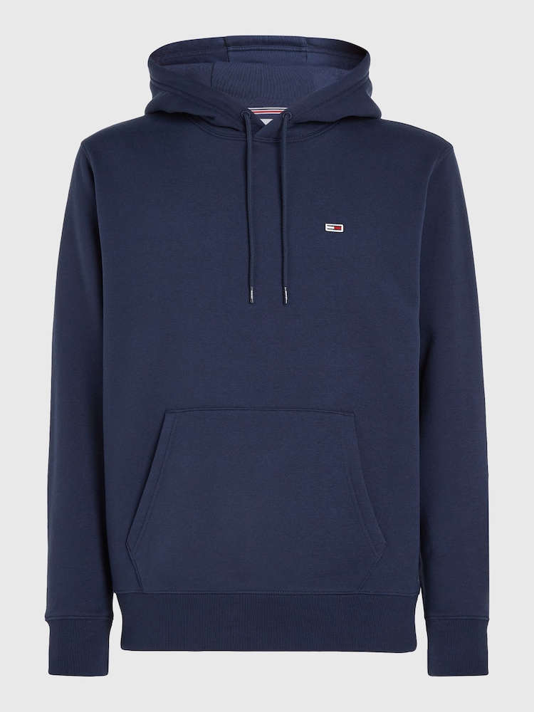 Tommy Jeans Blue Fleece Flag Patch Hoodie - Image 2 of 3