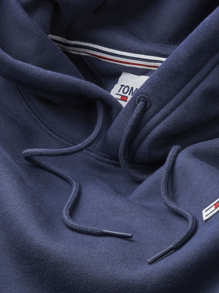 Tommy Jeans Blue Fleece Flag Patch Hoodie - Image 3 of 3