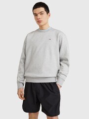 Tommy Jeans Grey Flag Patch Fleece Sweatshirt - Image 1 of 4