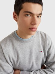 Tommy Jeans Grey Flag Patch Fleece Sweatshirt - Image 3 of 4