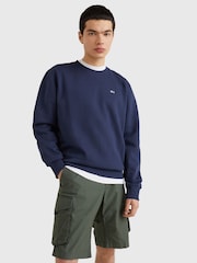 Tommy Jeans Blue Flag Patch Fleece Sweatshirt - Image 1 of 4