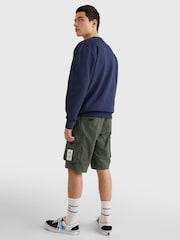 Tommy Jeans Blue Flag Patch Fleece Sweatshirt - Image 2 of 4