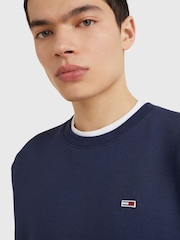 Tommy Jeans Blue Flag Patch Fleece Sweatshirt - Image 3 of 4