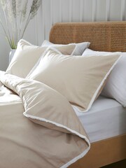 Natural Fringed Edge 100% Cotton Duvet Cover and Pillowcase Set - Image 2 of 5