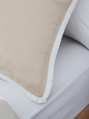 Natural Fringed Edge 100% Cotton Duvet Cover and Pillowcase Set - Image 4 of 5