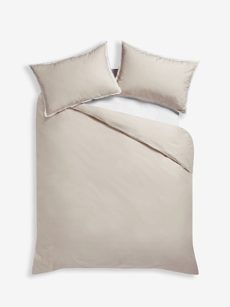Natural Fringed Edge 100% Cotton Duvet Cover and Pillowcase Set - Image 5 of 5