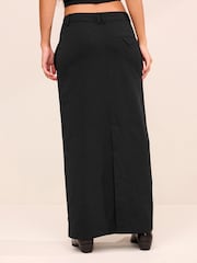 Black Tailored Herringbone Column Skirt - Image 3 of 7