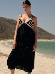 Schwarz/Weiß - Sommerliches Maxikleid mit Häkelspitze - Bild 3 von 9