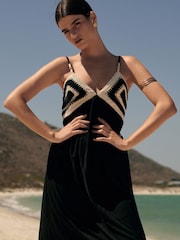 Schwarz/Weiß - Sommerliches Maxikleid mit Häkelspitze - Bild 5 von 9
