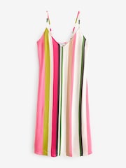 Pink/Green Stripe Print Midi Strappy Summer Slip Dress - Image 6 of 7