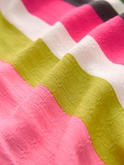 Pink/Green Stripe Print Midi Strappy Summer Slip Dress - Image 7 of 7