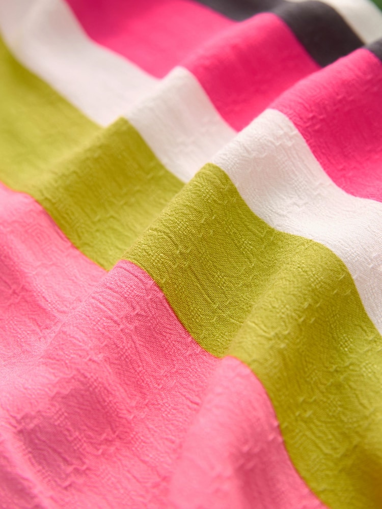 Pink/Green Stripe Print Midi Strappy Summer Slip Dress - Image 7 of 7